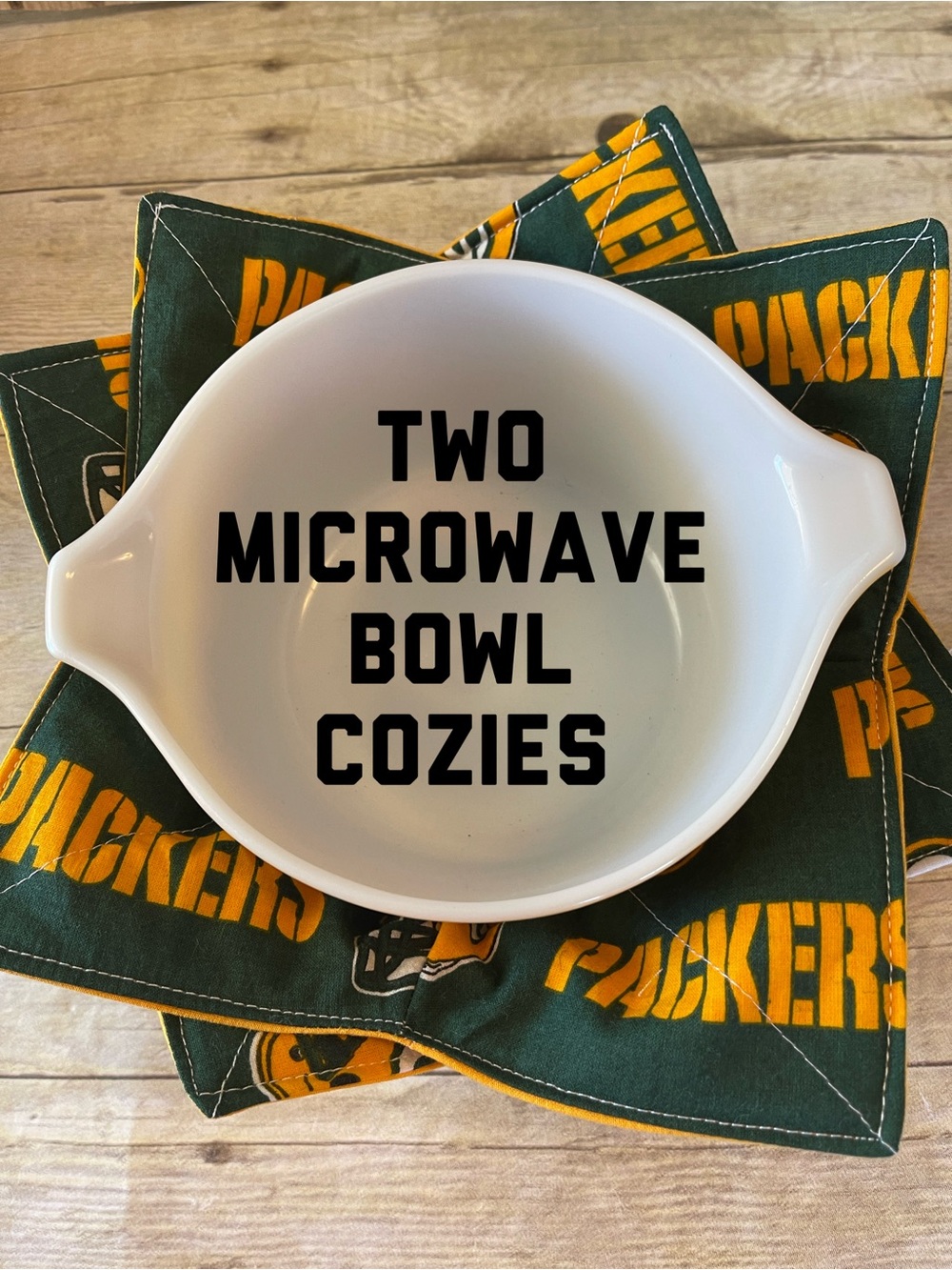 2 Micro Bowl Cozies NFL Packers Set of 2 All Cotton